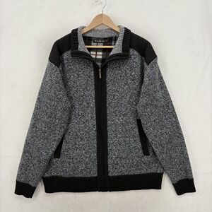YeoKou Sweater Mens XL Gray Full Zip Cashmere Wool Blend Fleece Lined Knit Cozy